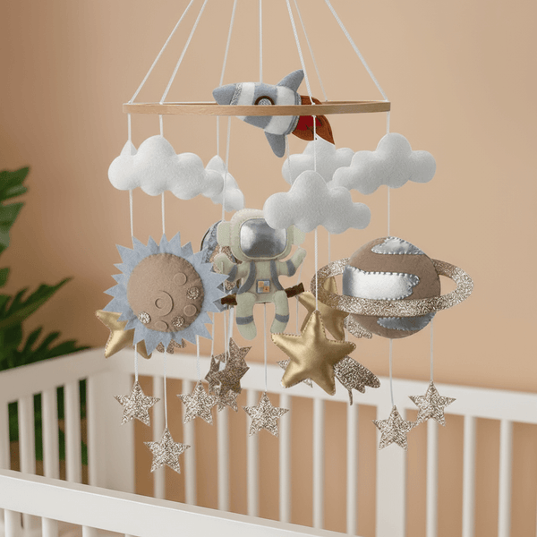 Space Baby Mobile | Handmade Astronaut & Planets Nursery Crib Mobile | Newborn & Baby Shower Gift | Felt Baby Mobile