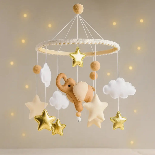 Cozybaby Handmade Baby Elephant Crib Mobile | Soft Felt & Natural Wood | Nursery Decor