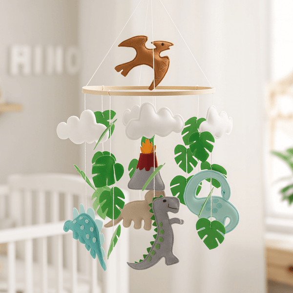 Cozybaby Handmade Prehistoric Dinosaur Nursery Mobile - Premium Felt Decor