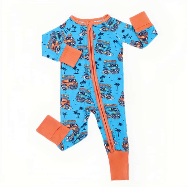 Surf’s Up!  | Bamboo Pajamas, Thermo-Regulating, Double Zipper, 4-Way Stretch