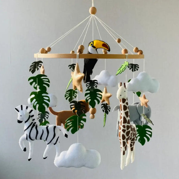 Handmade Baby Safari Mobile with Realistic African Animals | Newborn Shower Gift