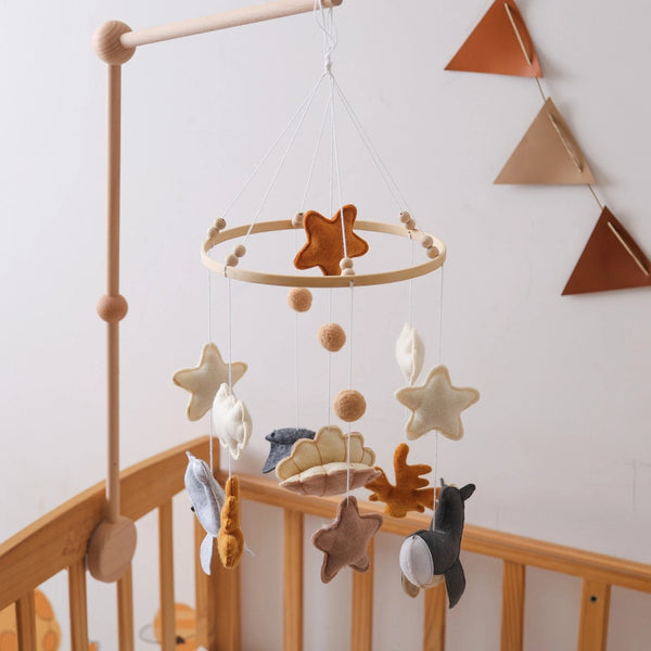 Handmade Neutral Baby Mobile | Ocean & Sky Nursery Crib Mobile with Whale, Star, Cloud & Coral | Baby Shower Gift for Boys & Girls
